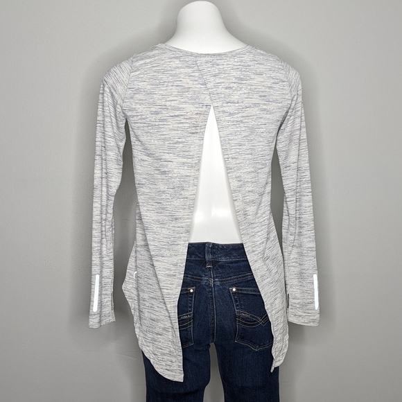 Zyia heathered grey open split back long sleeve top S - Picture 6 of 8